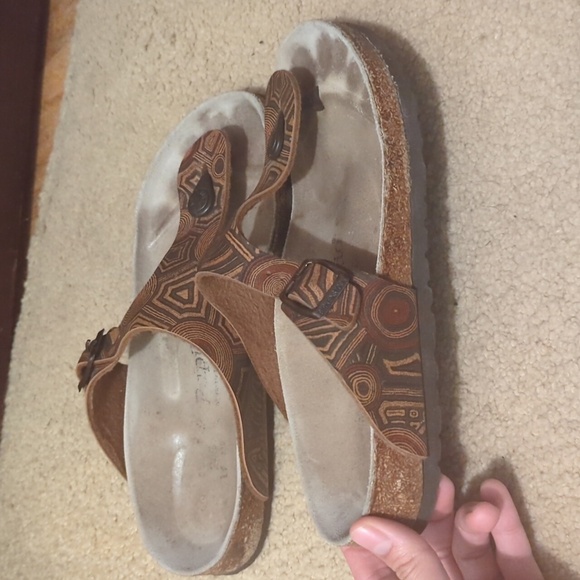 Birkenstock Gizeh Sandals Womens Brown Leather Thong Slides Size 38 - Picture 8 of 16